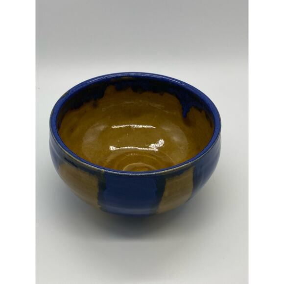 Studio Pottery Bowl gold and blue - Picture 5 of 6
